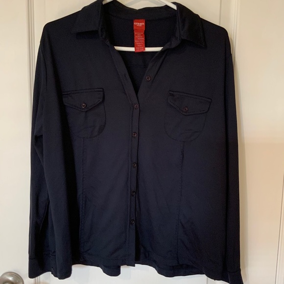 🍁Olsen -Ladies Dark Navy Blue Polyester Blouse. - Picture 2 of 3